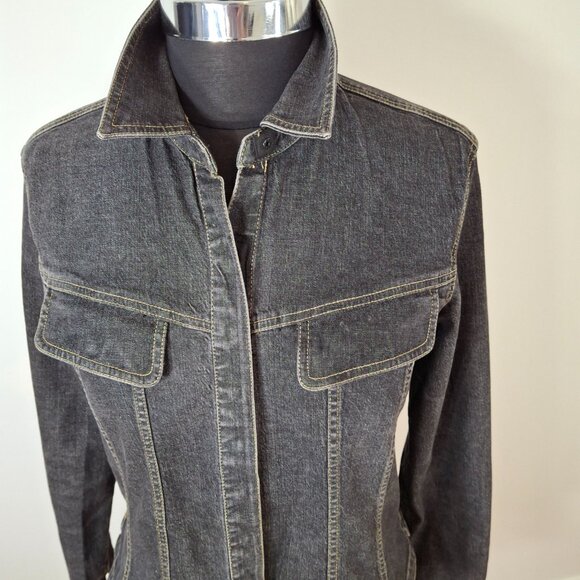 Vintage Liz Claiborne Womens Jean Jacket Lizwear Jeans Line Sz L Cropped Casual - Picture 6 of 9